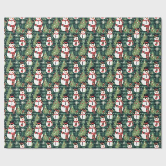 Vakantie sneeuwman inpakpapier (Vlak)