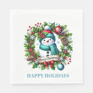 Vakantie Sneeuwman Krans Papieren servetten