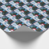 Vakantie sneeuwman met bowtie cadeaupapier (Hoek)