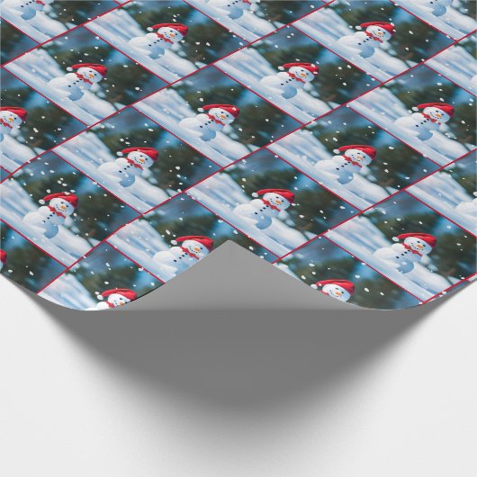 Vakantie sneeuwman met bowtie cadeaupapier (Hoek)