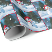 Vakantie sneeuwman met bowtie cadeaupapier (Rol Hoek)