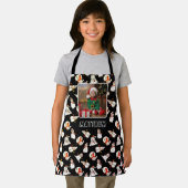 Vakantie sneeuwman naam en foto Kinder zwart Schort (Insitu)