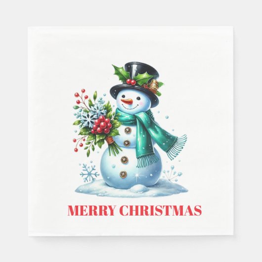Vakantie Sneeuwman Papier servetten (Voorkant)