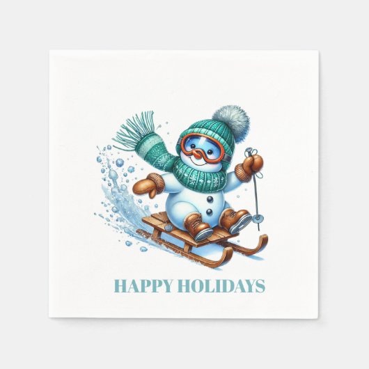 Vakantie Sneeuwman Papier servetten (Voorkant)