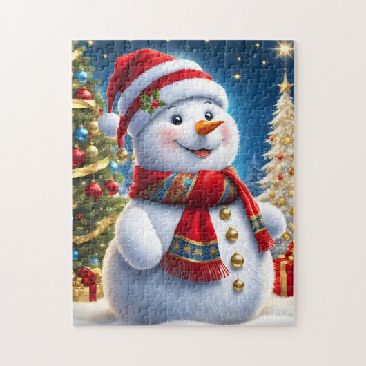 Vakantie sneeuwman spel puzzel legpuzzel (Verticaal)