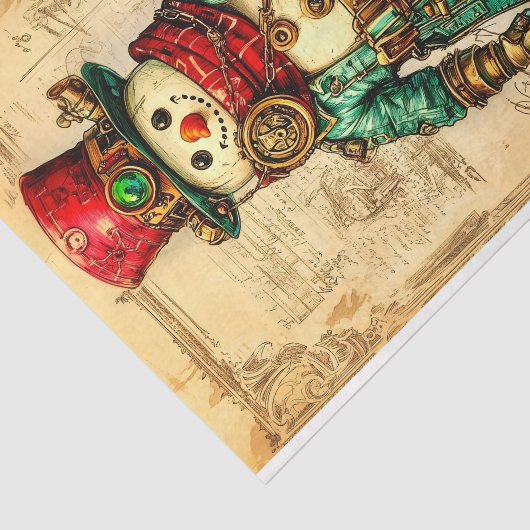 Vakantie Sneeuwman Steampunk Vibe BL2 Decoupage Tissuepapier (Detail)