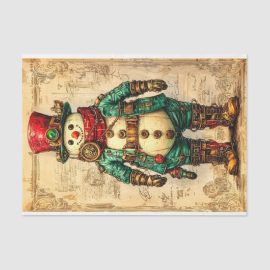Vakantie Sneeuwman Steampunk Vibe BL2 Decoupage Tissuepapier (Voorkant)