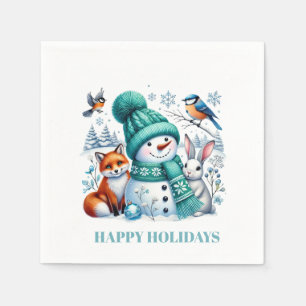 Vakantie Sneeuwman & Vrienden Papieren servetten