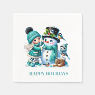 Vakantie Sneeuwman & Vrienden Papieren servetten
