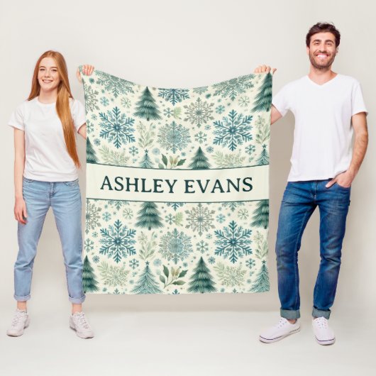 Vakantie Sneeuwvlokken, Kerstboom Patroon Deken (In situ)