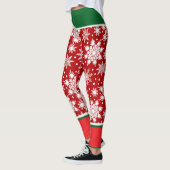 Vakantie sneeuwvlokken met rode en groene accenten leggings (Links)