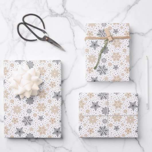 Vakantie Sneeuwvlokken Wrapping Papier Bladen Inpakpapier Vel (Voorkant)