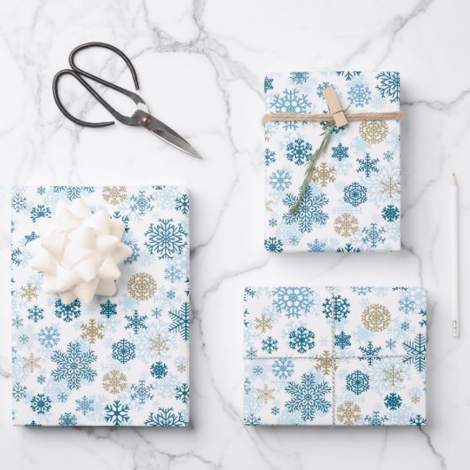 Vakantie Sneeuwvlokken Wrapping Papier Bladen Inpakpapier Vel (Voorkant)