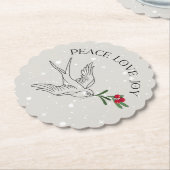 Vakantie Snow Bird Berries Drinken Kartonnen Onderzetters (Gekanteld)