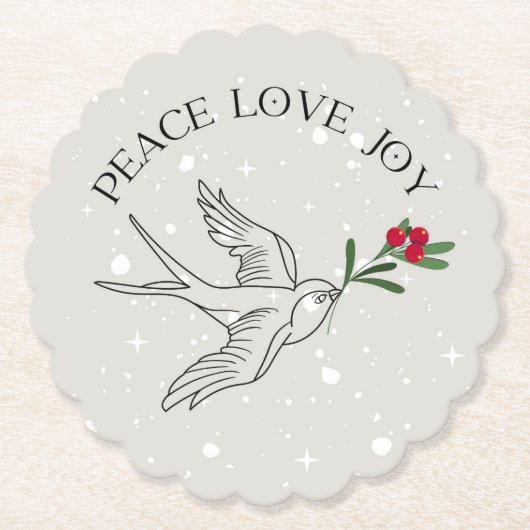 Vakantie Snow Bird Berries Drinken Kartonnen Onderzetters (Voorkant)