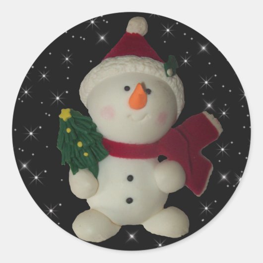 Vakantie Snowman Classic Round Sticker (Voorkant)
