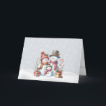 Vakantie Snowman Familie Kerst Kaart<br><div class="desc">Vakantie Sneeuwman Kerst Kaart</div>