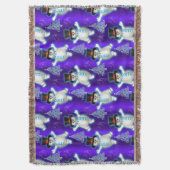 Vakantie Snowmen dansen in Sneeuwblauw Kerstfeest Deken (Voorkant Verticaal)