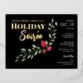 Vakantie Soirée Elegante Red Holly Corporate Party Folie Feestdagen Briefkaart (Voorkant)