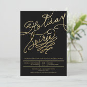 Vakantie Soiree Gold Glitter Script Classy Party Kaart (Staand voorkant)