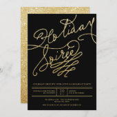 Vakantie Soiree Gold Glitter Script Classy Party Kaart (Voorkant / Achterkant)