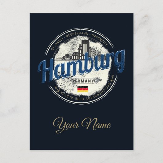  vakantie souvenir van skyline van hamburg feestdagenkaart (Voorkant)