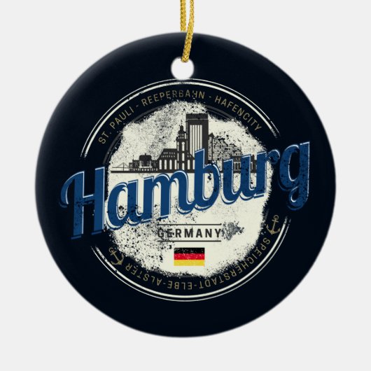  vakantie souvenir van skyline van hamburg keramisch ornament (Voorkant)