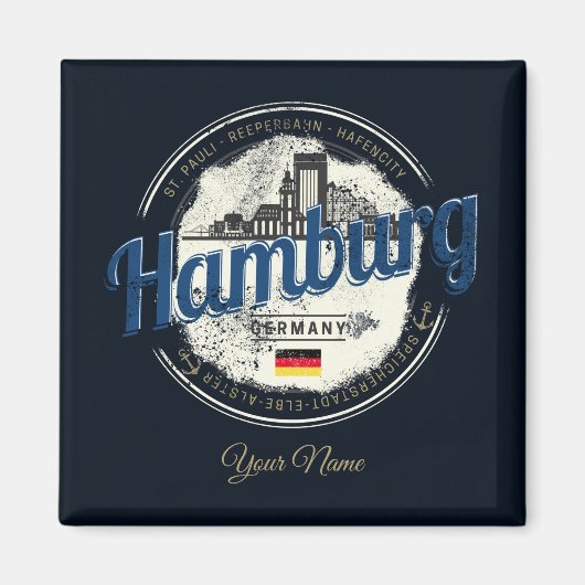  vakantie souvenir van skyline van hamburg magneet (Voorkant)