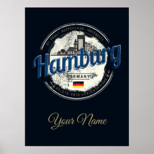  vakantie souvenir van skyline van hamburg poster