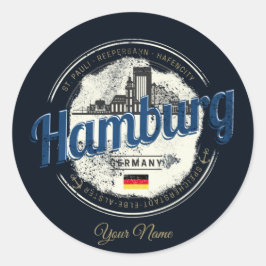  vakantie souvenir van skyline van hamburg ronde sticker