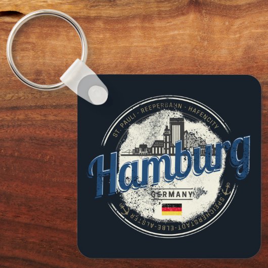  vakantie souvenir van skyline van hamburg sleutelhanger (Voorkant)