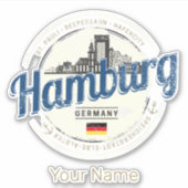  vakantie souvenir van skyline van hamburg sticker (Voorkant)