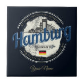  vakantie souvenir van skyline van hamburg tegeltje (Voorkant)