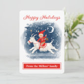 Vakantie spirit leuke geitenrit in de sneeuw groet (Staand voorkant)