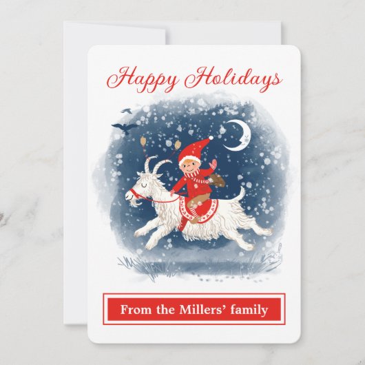 Vakantie spirit leuke geitenrit in de sneeuw groet (Voorkant)