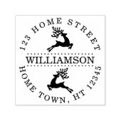 Vakantie springende rendieren circulair retouradre  zelfinktende stempel (Design)