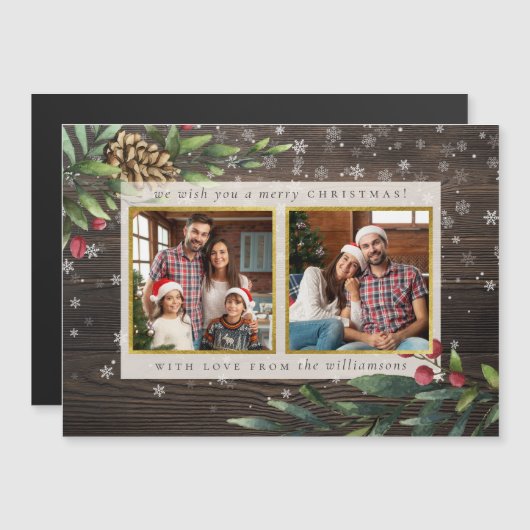 Vakantie Springs Rustiek Hout & Goud Kerstfoto (Voorkant / Achterkant)