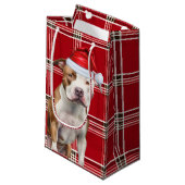 Vakantie Staffordshire Dog Fun Red Plaid Kerstmis Klein Cadeauzakje (Voorkant Gekanteld)