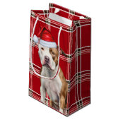 Vakantie Staffordshire Dog Fun Red Plaid Kerstmis Klein Cadeauzakje (Achterkant Gekanteld)