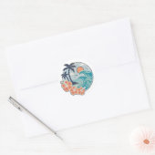 Vakantie sticker golft palmbomen en zonnebloemen (Envelop)