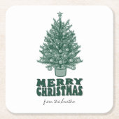  Vakantie Stijl Retro Groene Kerstboom Kartonnen Onderzetters (Voorkant)
