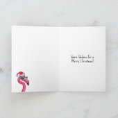 Vakantie Strand Dieren-Flamingo - Vrolijk Kerstfee Kaart (Binnen)