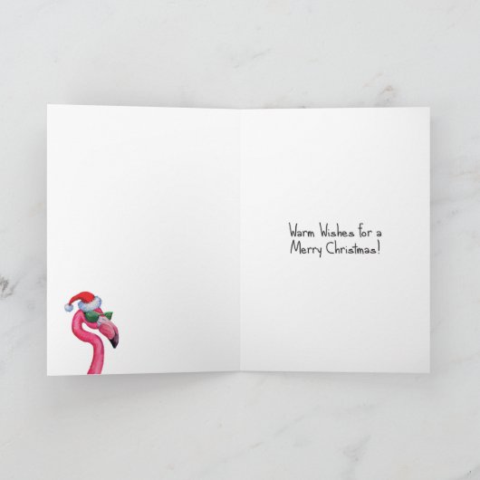 Vakantie Strand Dieren-Flamingo - Vrolijk Kerstfee Kaart (Binnen)