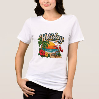 Vakantie strand T-shirt, tropisch vakantieshirt vo Tri-Blend Shirt