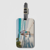 Vakantie Strand Turquoise Modern Bagagelabel (Voorkant (verticaal))