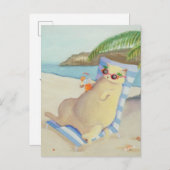 Vakantie Strandkat onder palmboom Briefkaart (Voorkant / Achterkant)