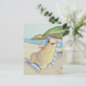 Vakantie Strandkat onder palmboom Briefkaart (Staand voorkant)