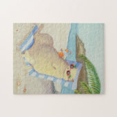 Vakantie Strandkat onder palmboom Legpuzzel (Horizontaal)