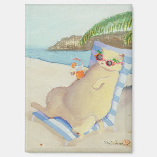Vakantie Strandkat onder palmboom Magneet