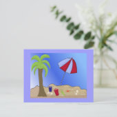 Vakantie strandtafereel briefkaart (Staand voorkant)